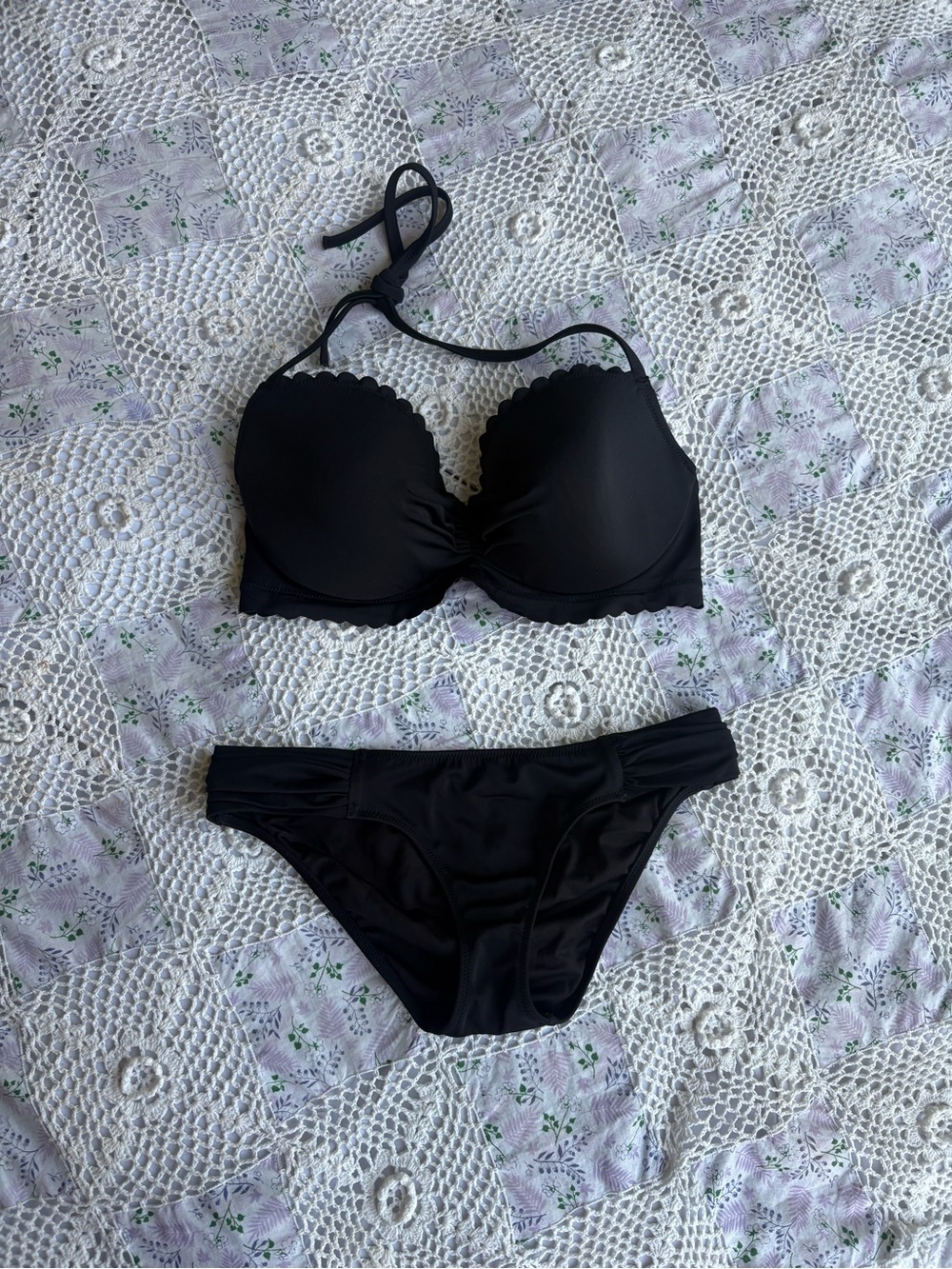 Victoria's Secret black ruched bikini set